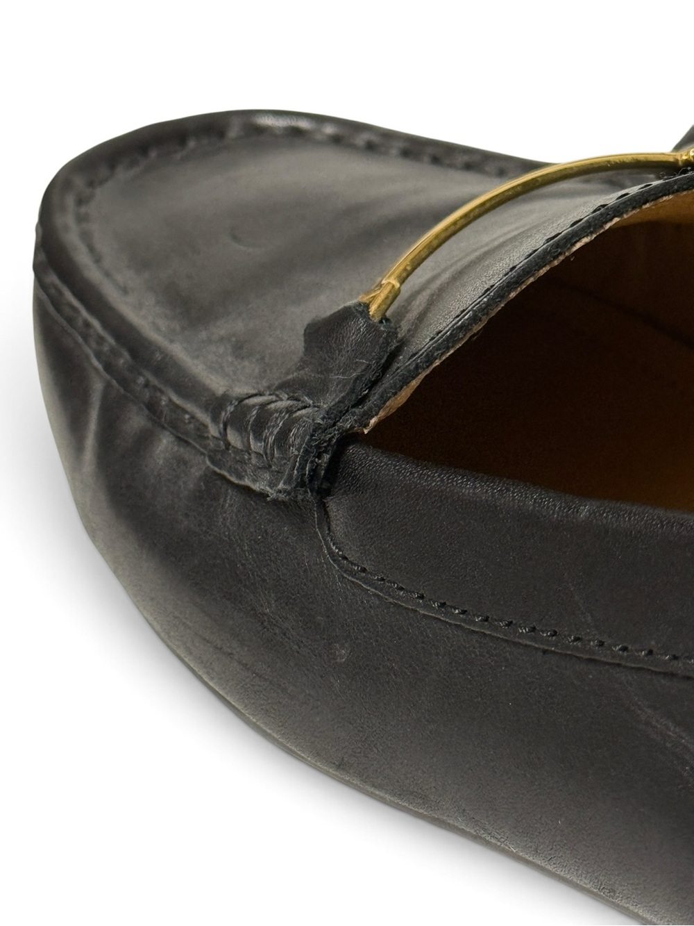 Briony Lauren Ralph Lauren Black Leather Loafers with Gold Bit - Picture 3 of 12